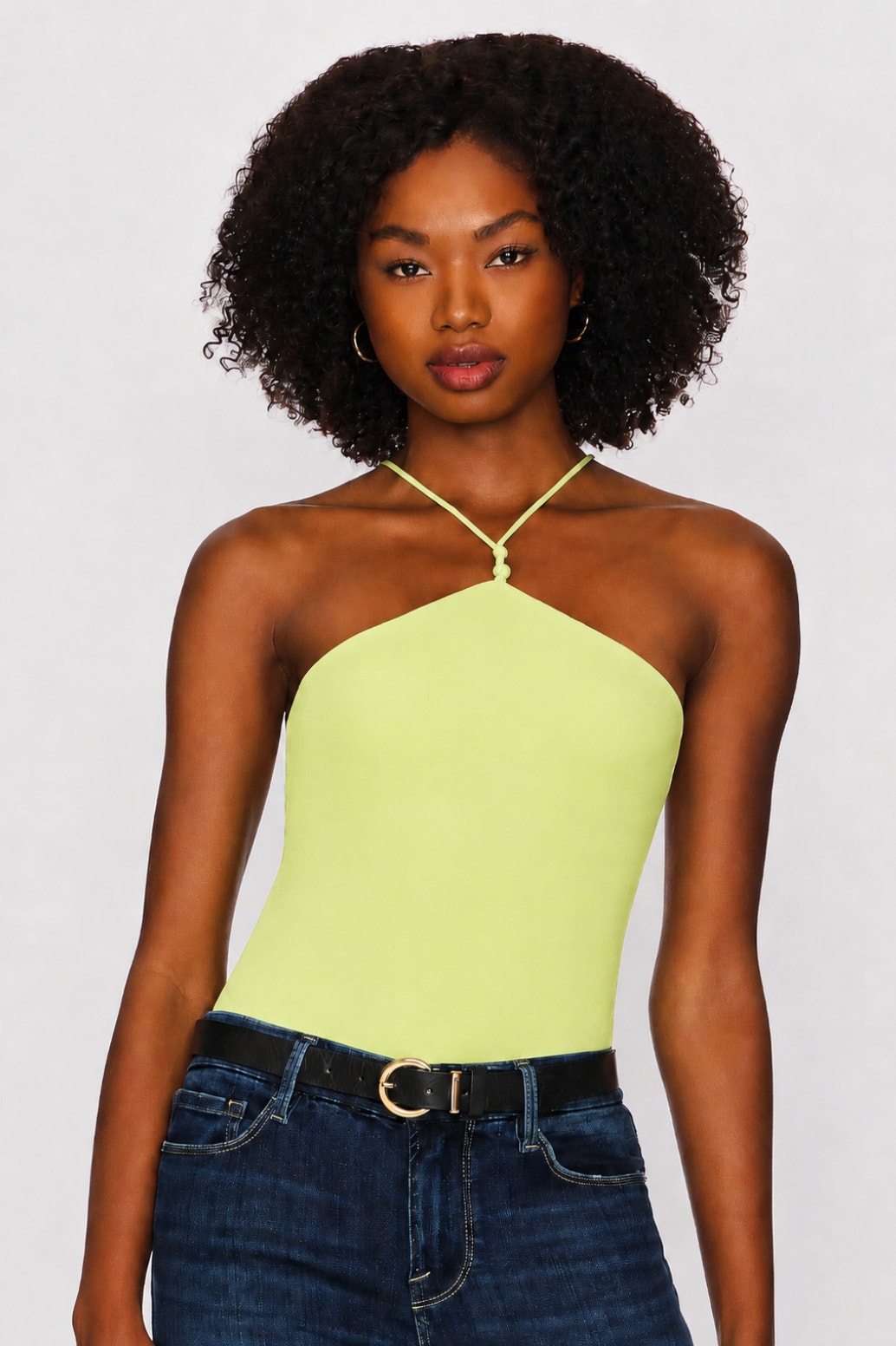 Frame Women's Delicate Knot Tank Bodysuit Medium Flash Lime Green Nwot